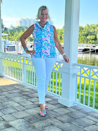 SPLASH OF PINK  SLEEVELESS RUFFLE