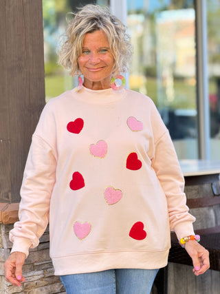 Glitter Trim Chenille Heart Valentine Sweatshirt Cathys Place