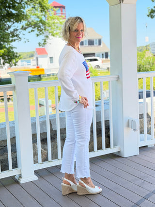 LULUB DOCKSIDE WHITE STAR FLAG SWEATER LULU-B