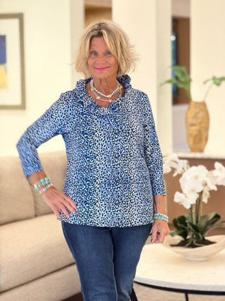 LULU B SPARKLING BLUE RUFFLE TOP Cathys Place