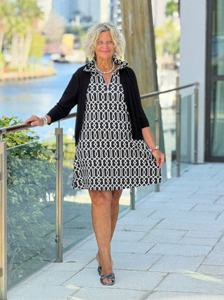 LULU B MIDNIGHT TRELLIS HALF ZIPPER DRESS LULU-B