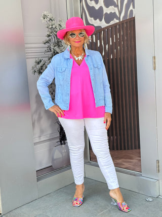 LULU-B CLEAR PERRIWINKLE LINEN JACKET