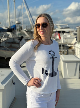 WHITE ANCHOR SWEATER