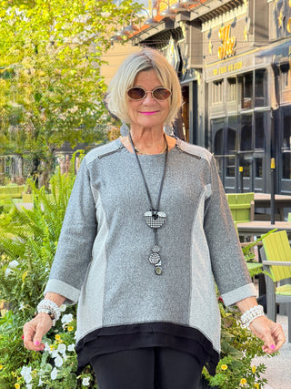 Two-Tone Tunic with Sheer Hem