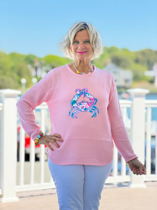 BEACH CLUB PINK CRAB SWEATER LULU-B