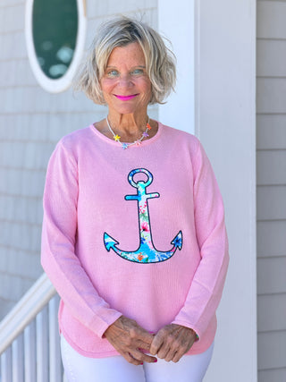 BEACH CLUB PINK ANCHOR SWEATER LULU-B