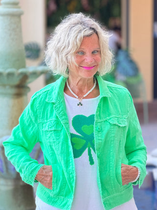 LULU B WHITE SHAMROCK SWEATER LULU-B