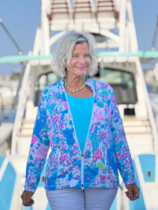 LULU-B PALM BEACH SPLASH FULL ZIPPER LULU-B