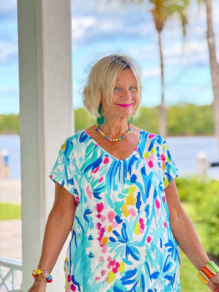 SPALSH OF OCEAN V NECK DRESS UPF +50 Cathys Place