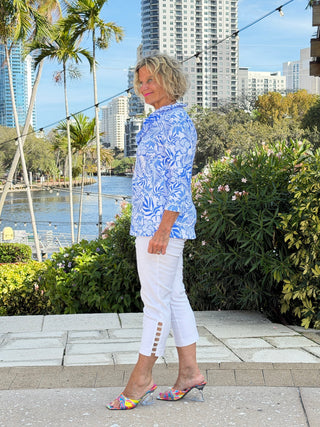 LULU B HIBISCUS COAST RUFFLE TOP LULU-B