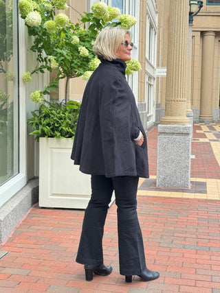 Black Womens Cape Poncho Coat