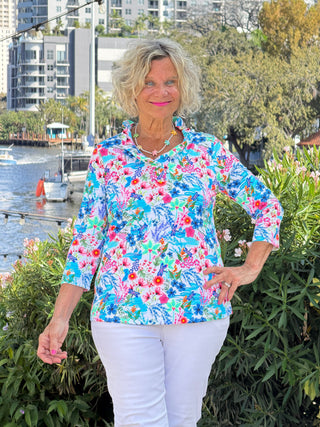 LULU B PARADISE GARDEN RUFFLE SLEEVE TOP LULU-B