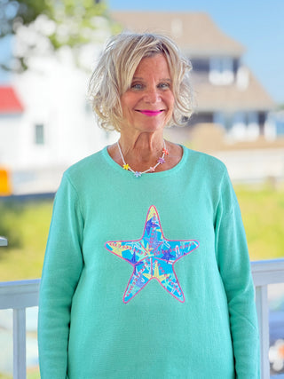BEACH CLUB SEAFOAM STARFISH SWEATER LULU-B