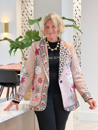 LUPA One Size Italian Parisian Chic Print Blazer  SHIPPING NOV 13-16 Cathys Place