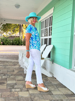 BLUE DREAMING SHORT SLEEVE TOP