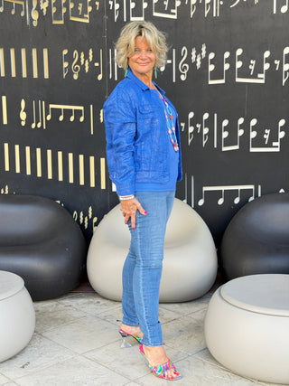 Lulu B Metallic Cobalt Linen Jacket LULU-B