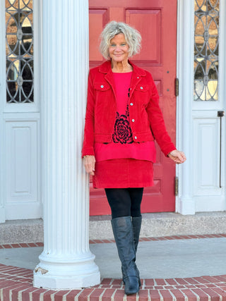 LULU-B RED NAVY VELOUR SKORT LULU-B