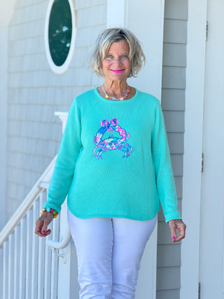 BEACH CLUB SEAFOAM CRAB SWEATER LULU b