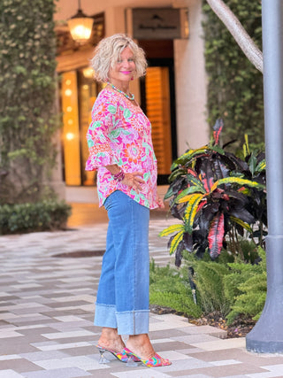 FLORAL PUFF TOP Cathys Place