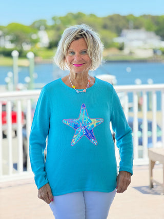 BEACH  CLUB AQUA STARFISH SWEATER LULU-B
