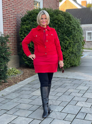 LULU-B RED NAVY VELOUR SKORT PREORDER SHIPS OCTOBER 31 LULU-B