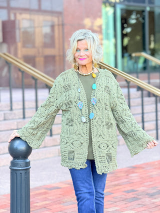 OLIVE CROCHET CARDIGAN Cathys Place