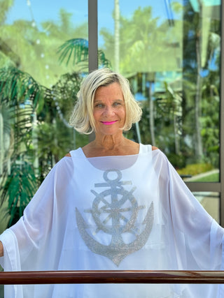 SWAROVSKI CRYSTAL WHITE ANCHOR STATEMENT TOP