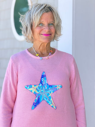 BEACH CLUB PINK STARFISH SWEATER LULU-B