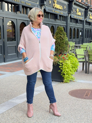 AUTUMN FROSTED PINK ZIPPER JACKET