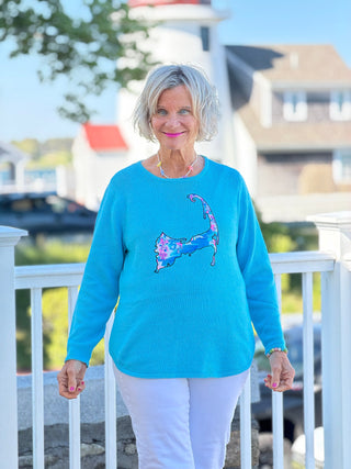 BEACH CLUB AQUA CAPE COD MAP SWEATER LULU-B