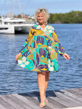 Vintage Leaf Ruffle Dress Cathys Place