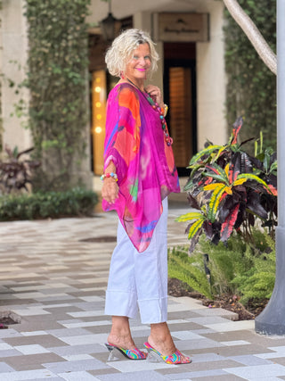 Women's Premium WHITE Denim Wide Leg Cropped Jeans Cathys Place