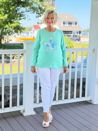 BEACH CLUB SEAFOAM STARFISH SWEATER LULU-B