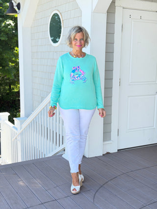 BEACH CLUB SEAFOAM CRAB SWEATER LULU b