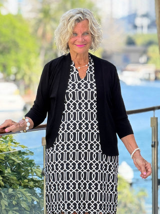 LULU MIDNIGHT TRELLIS SCALLOP DRESS LULU-B