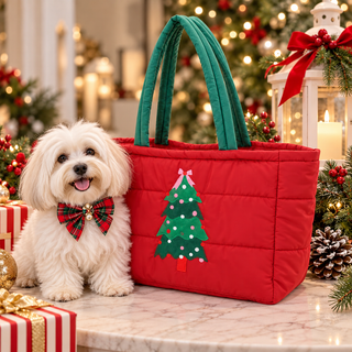 Christmas Tree Quilted Puffer Tote 3AM BY H&D ACCESSORIES