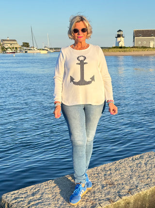 WHITE ANCHOR SWEATER