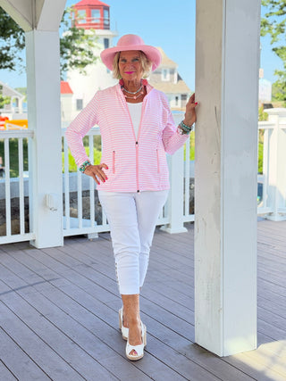 DOCKSIDE PRETTY PINK FULL ZIPPER JACKET LULU-B