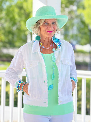 MINT MOSAIC LINEN JACKET TANGO MANGO