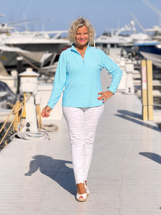 OCEAN BLUE HALF ZIPPER TOP LULU-B