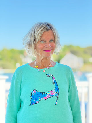BEACH CLUB SEAFOAM CAPE COD MAP SWEATER Cathys Place