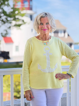 DOCKSIDE NAUTICAL YELLOW STRIPE ANCHOR Cathys Place