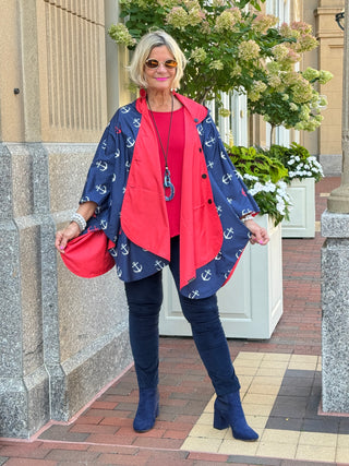 Navy / Red Reversible Rain Cape - Anchor Collection