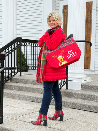 Oh Deer Letter Reindeer Christmas Tote Bag Cathys Place