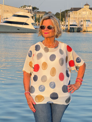 Poka Dot Dolmain top Final Sale