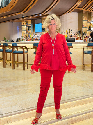 LULU-B RED VELOUR PANTS