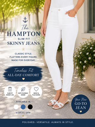 Women's White  Comfort Stretch Slim Fit Jeans Cathys Place