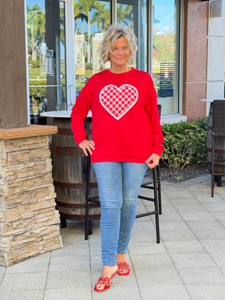 Gingham Heart Luxe Pullover Cathys Place