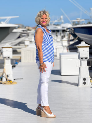 NAUTICAL BLU SLEEVELESS RUFFLE LULU-B