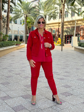 LULU-B RED VELOUR PANTS